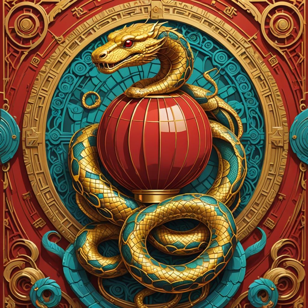 Golden Snake in Pop Art Style