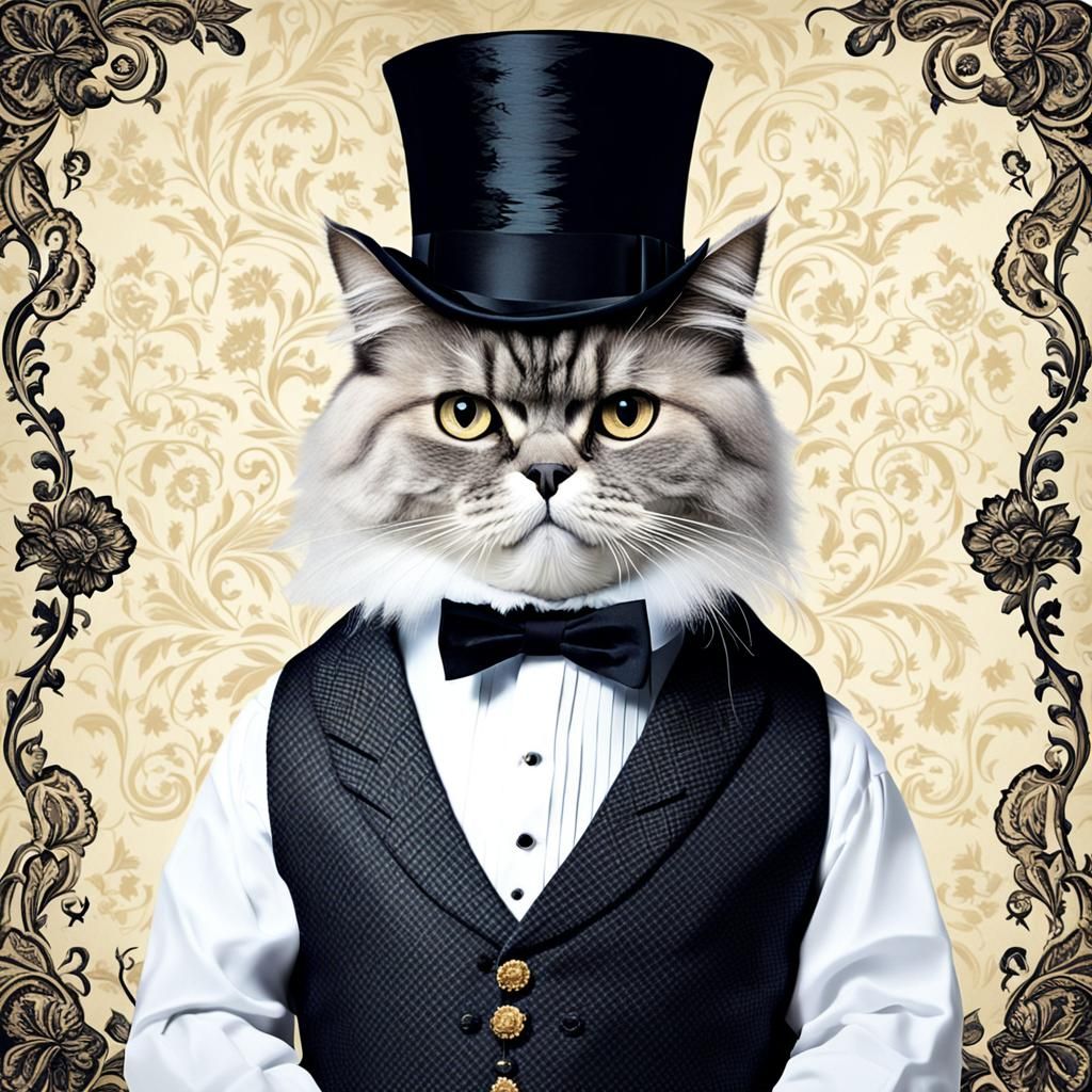 Persian Cat in Victorian English Attire