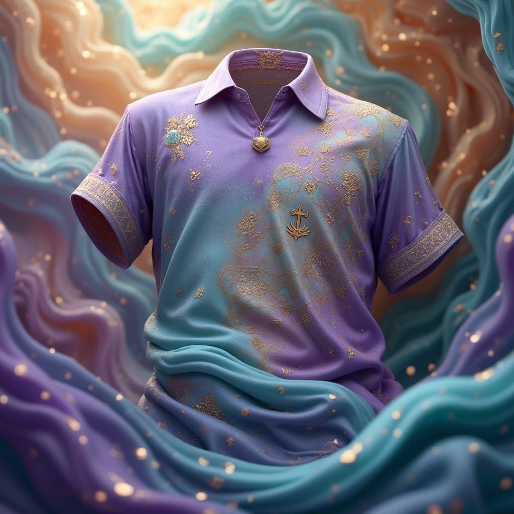 Ethereal Fantasy Shirt with Jade Accents in Iridescent Color...
