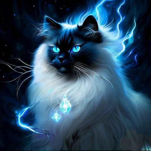 Fluffy White Fur Cat Portrait