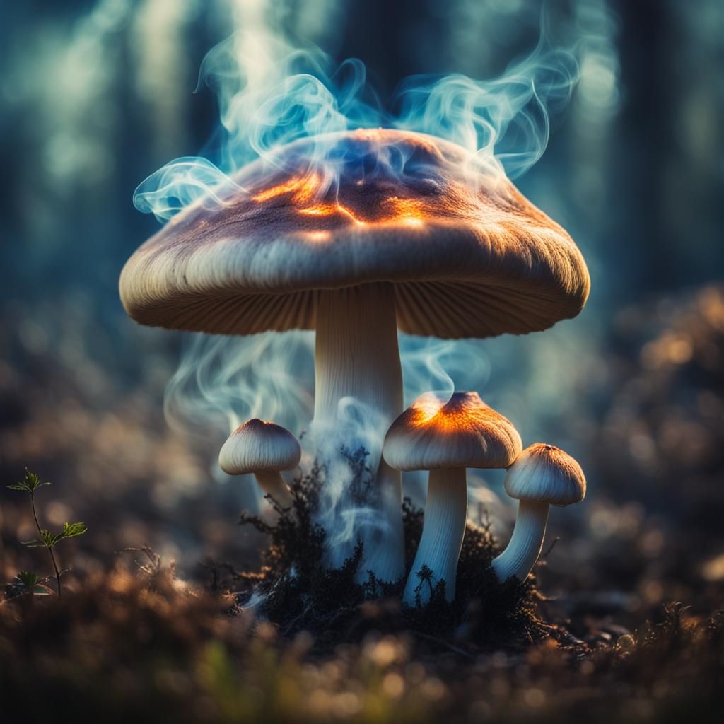 Ethereal Smoke Mushroom in Divine Sunshine