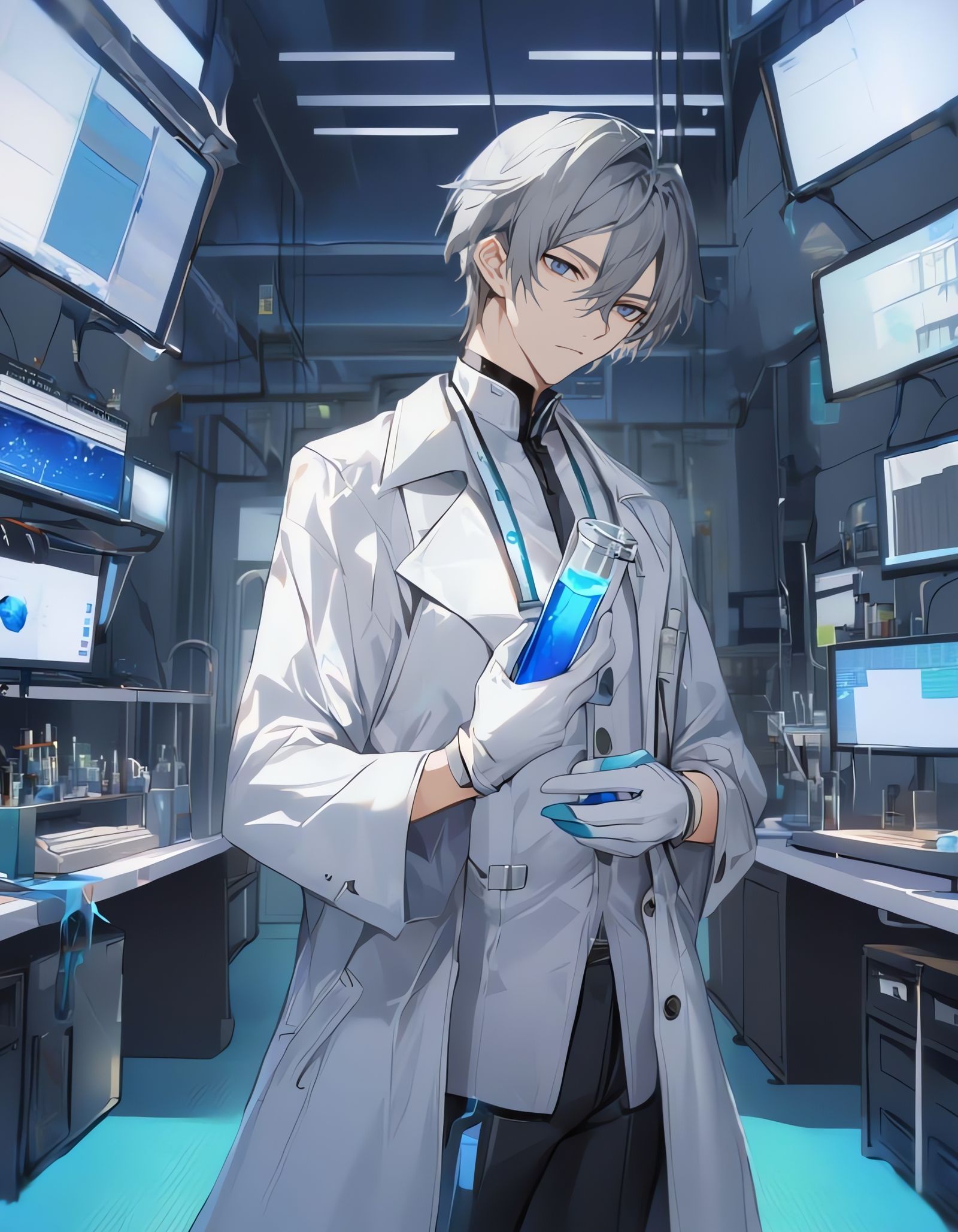 Ethereal Cowboy Scientist in a Science Fiction Laboratory