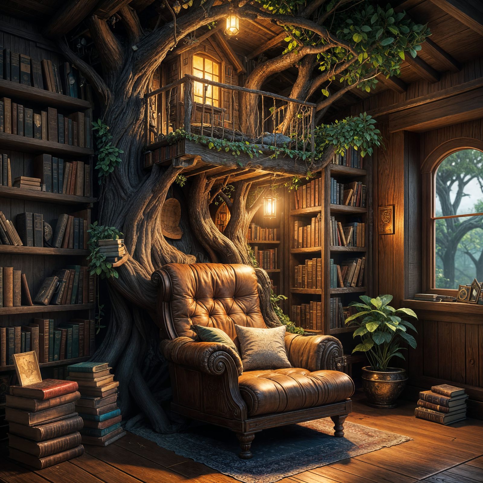 Enchanting Treehouse Library Reading Nook