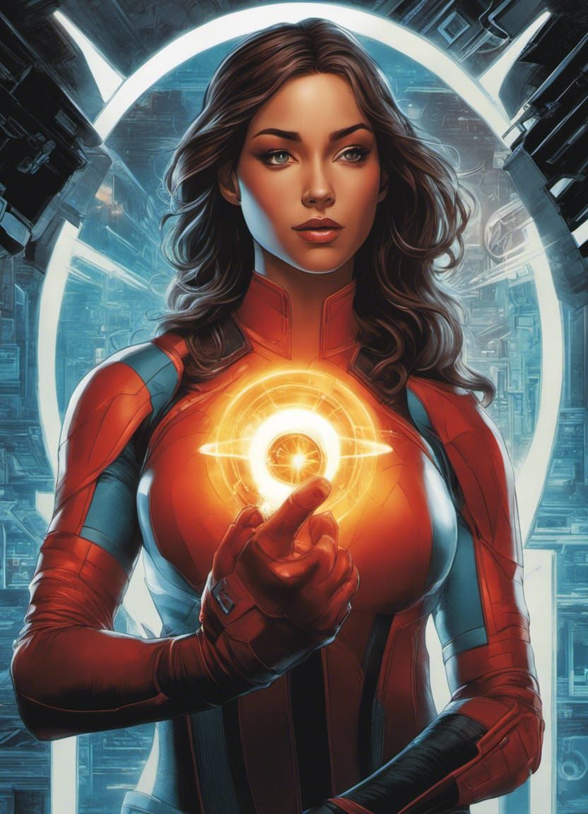 Futuristic Pilot Yasmeen in Comic Book Art Style