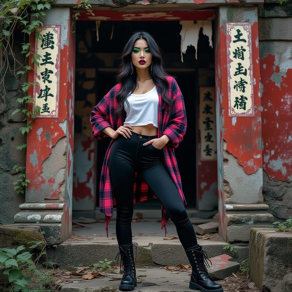 Grunge Goddess in Temple Ruins