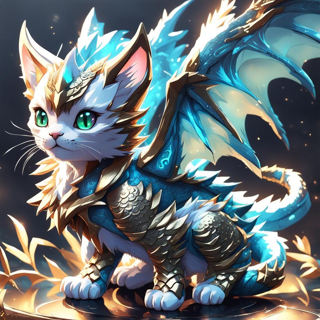 Kitten Dragon Hybrid in 3D Anime Art