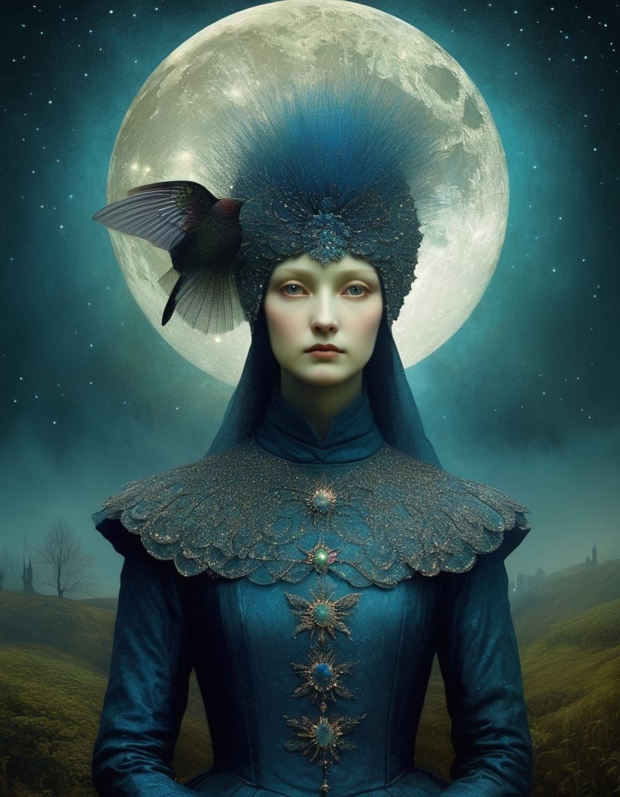 Surreal Spectral Goddess in Dark Splendor