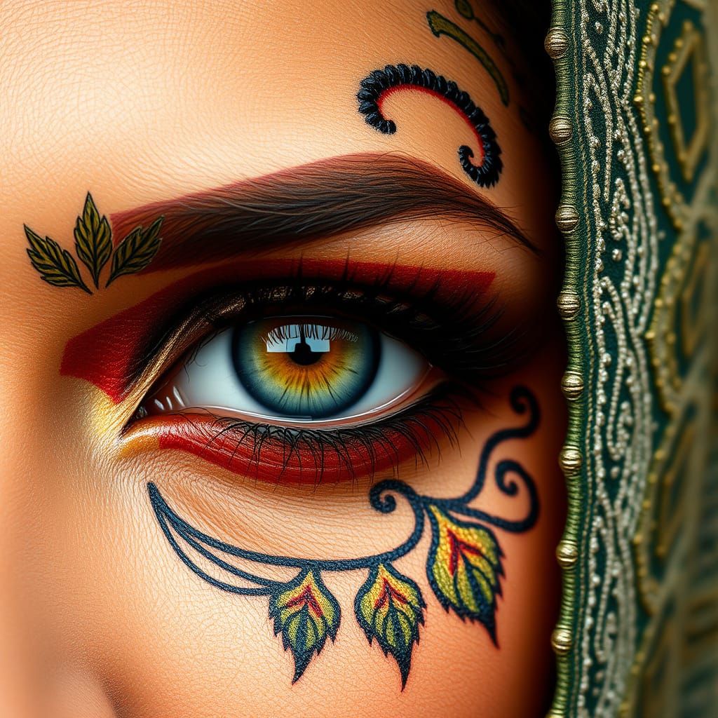 Detailed Eye of a Painted Woman