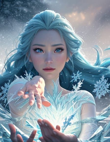 Elsa from Frozen Singing in Snowy Landscape