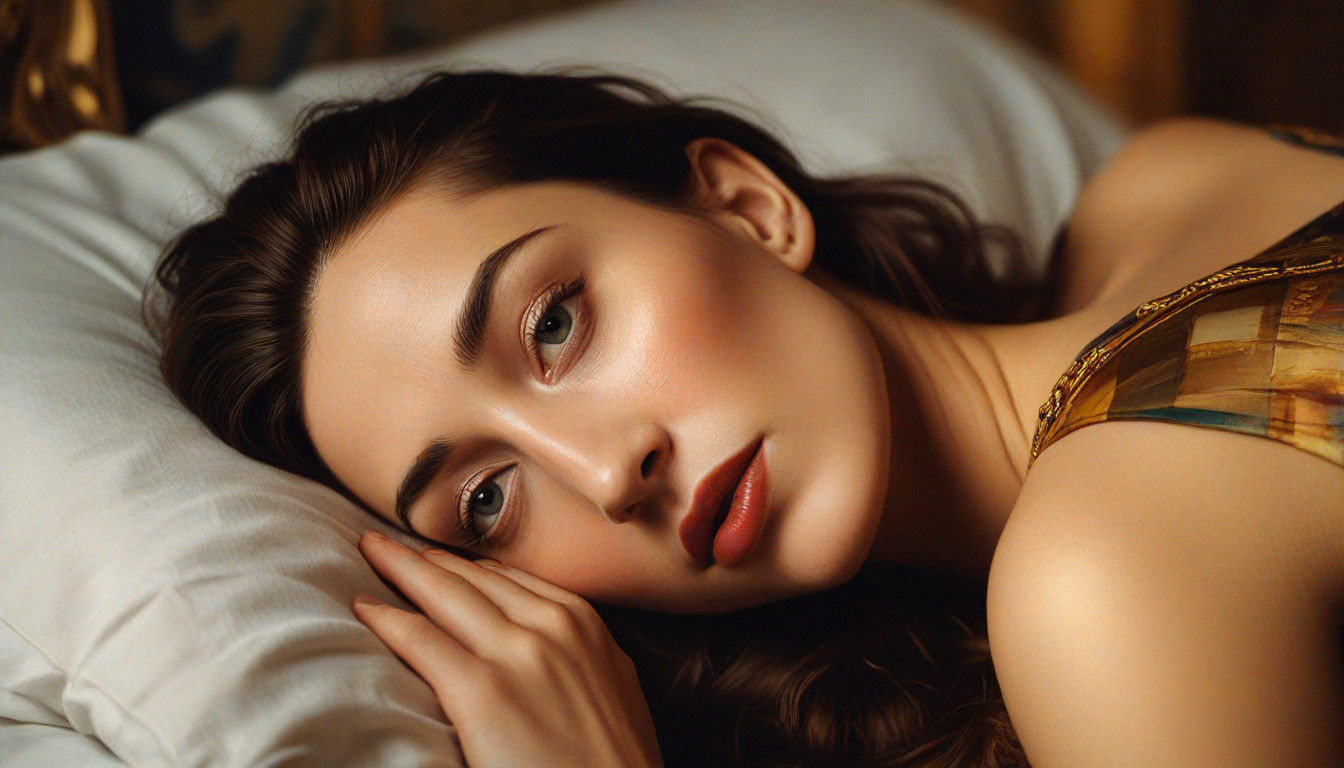 Dreamlike Portrait of a Woman in a Luxurious Bed