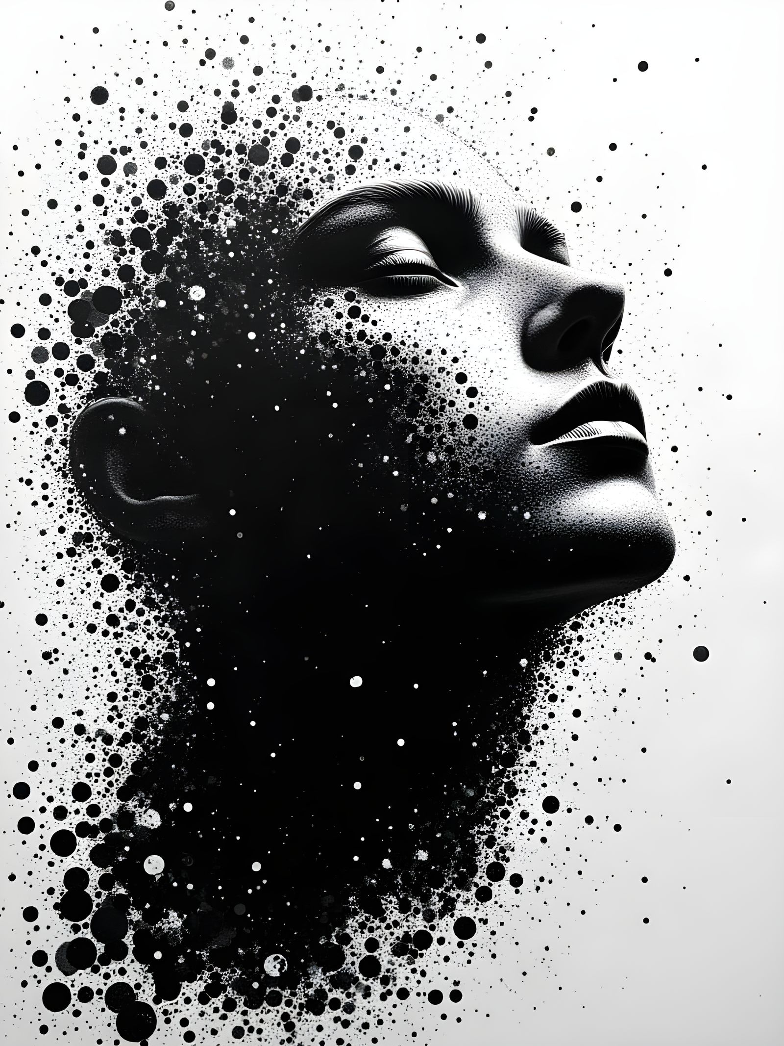 Abstract Gray Shades in Pointillist Style