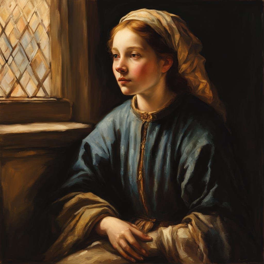 Renaissance Portrait of Medieval Woman in Ethereal Light