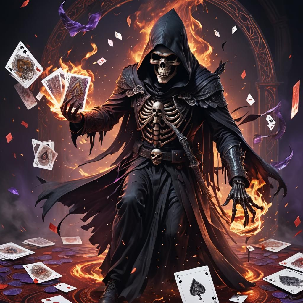 Grim Reaper Emerges from Ace of Spades Card