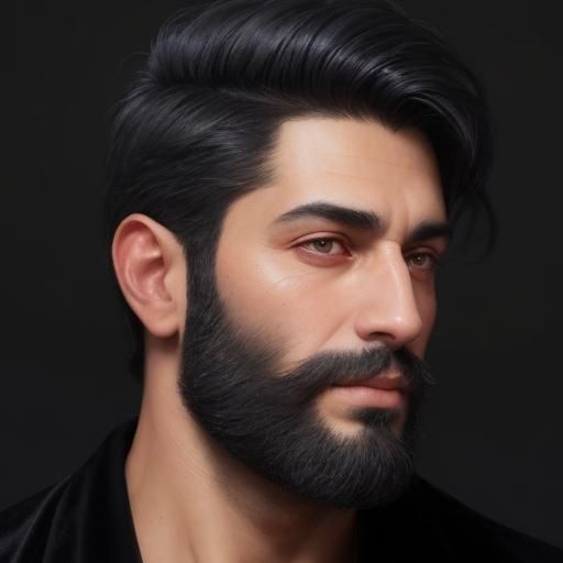 Proud Arab Man in Black Velvet Robe Portrait