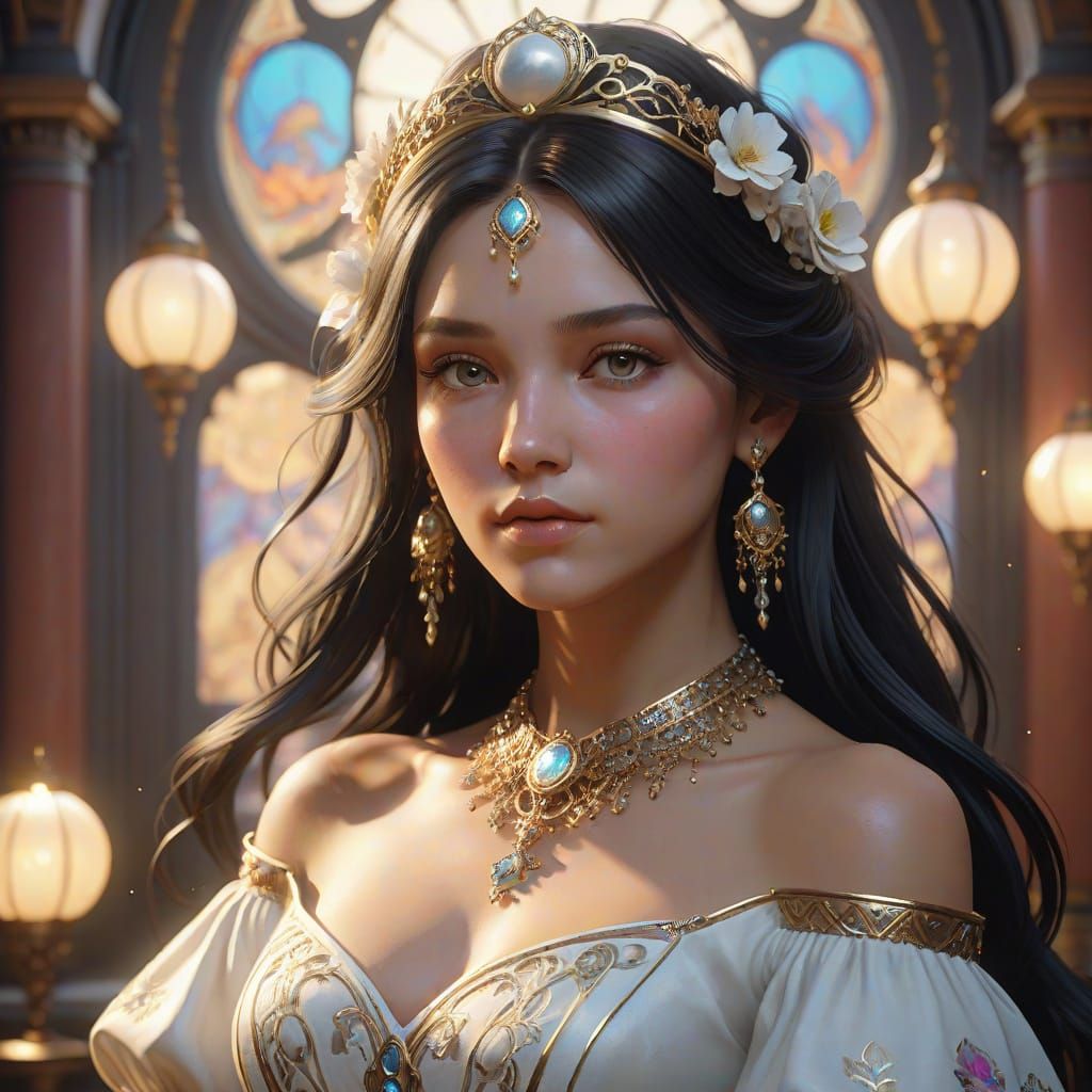 Fantasy Woman Portrait in Digital Art Style