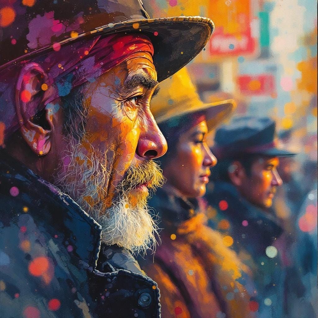 Immigrants in NYC as Gouache Impressionist Painting