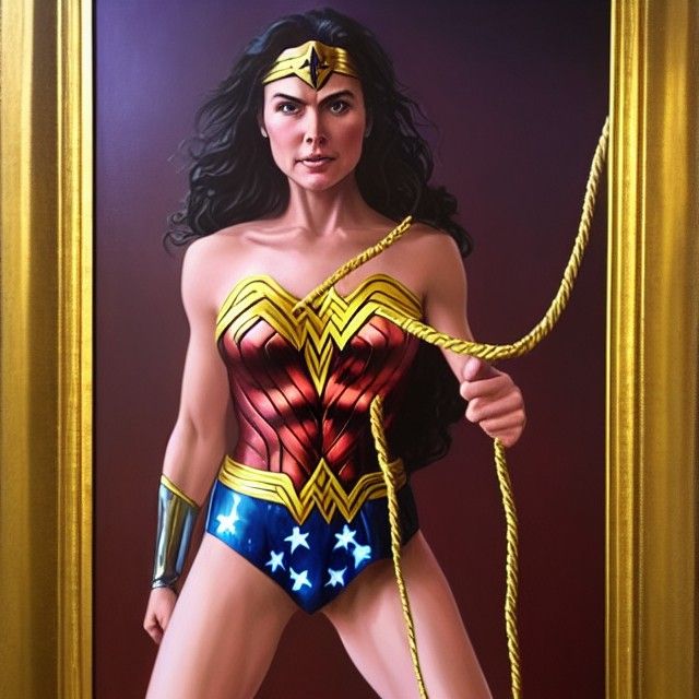 Wonder Woman's Shibari Experiment: An Oil Painting