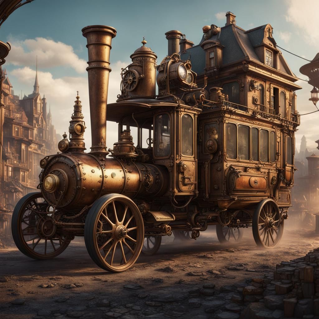 Steampunk Vehicle in Detailed Matte Painting Style