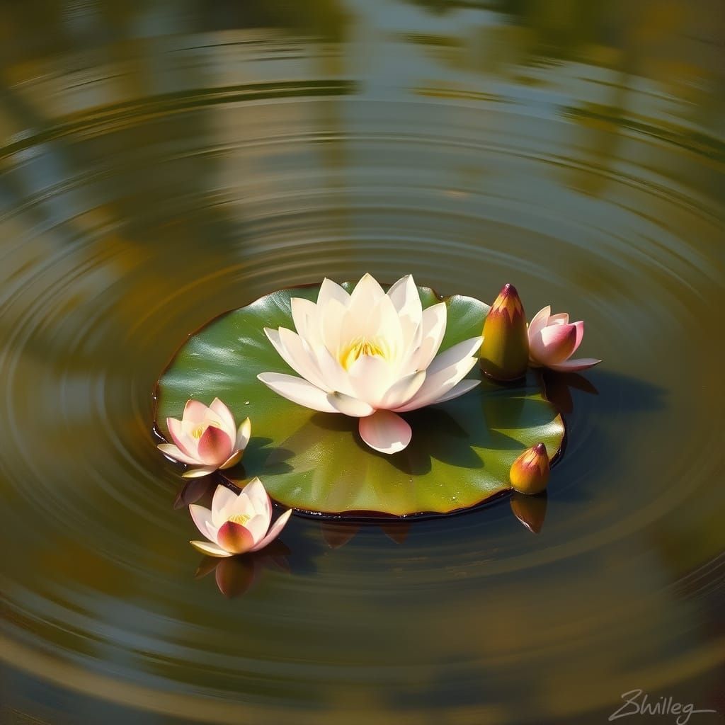 Tranquil Lily Pad in a Serene Water Garden
