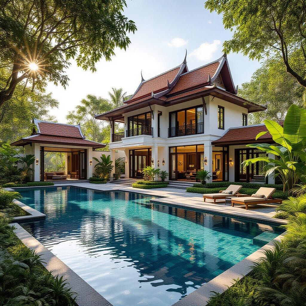 Modern Thai House with English Garden and Pools