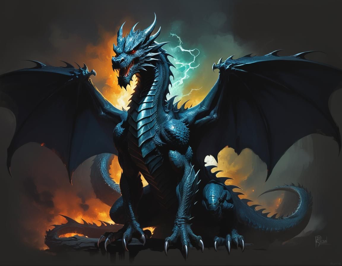 Sinister Dragon Artwork in Dark Fantasy Style