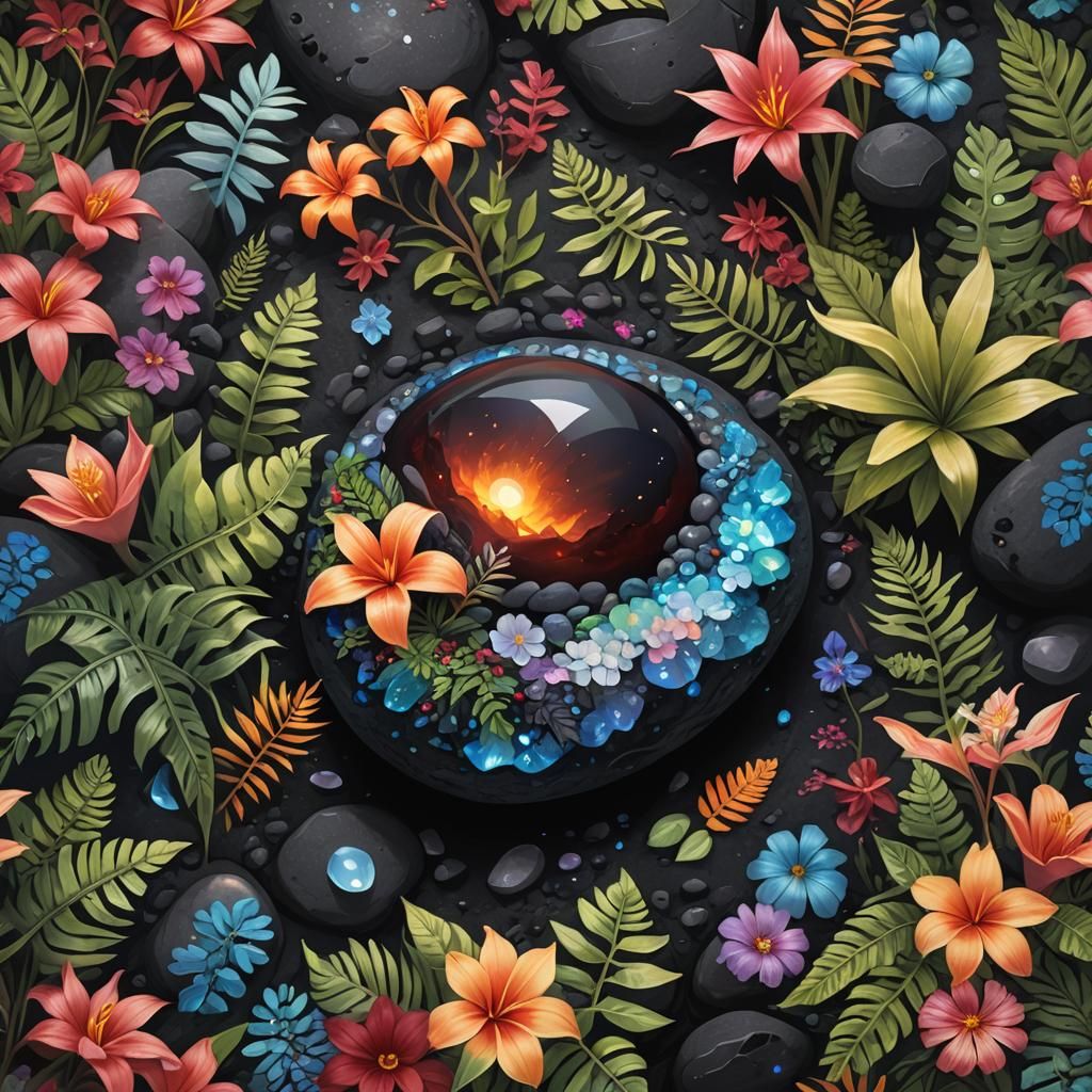 Glowing Healing Pebble of Pele: Mystical Fantasy Art