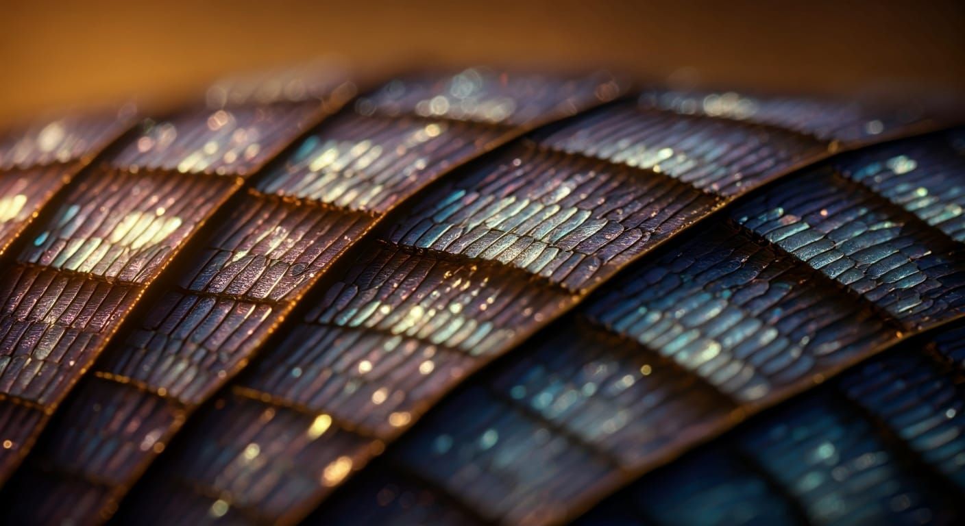 A magnified view of a butterfly wing’s textured surface