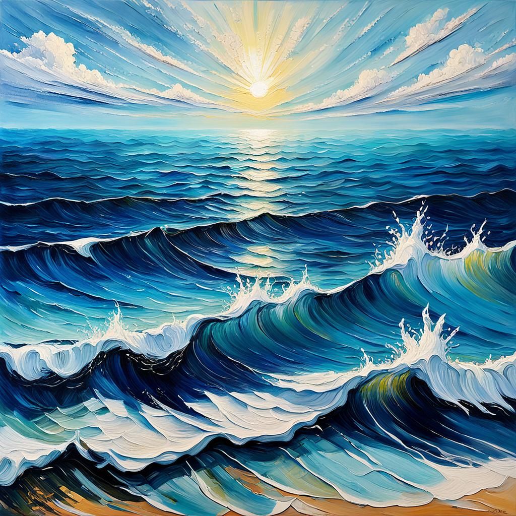 Vast Ocean View as Impasto Painting