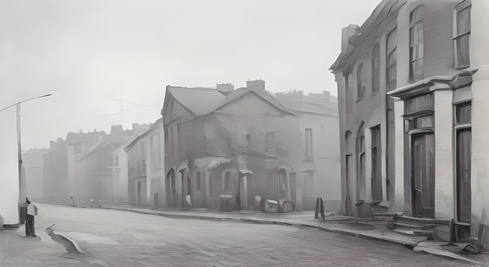 1909 Downtown Street Scene in Impressionist Style