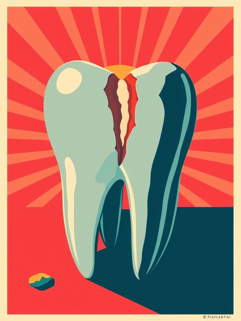 Broken Tooth in Vintage Poster Art Style