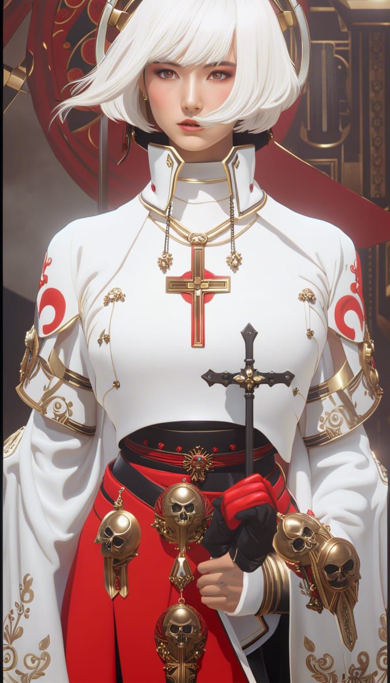 Korean Idol in Cyberpunk Armor with Saintly Halo