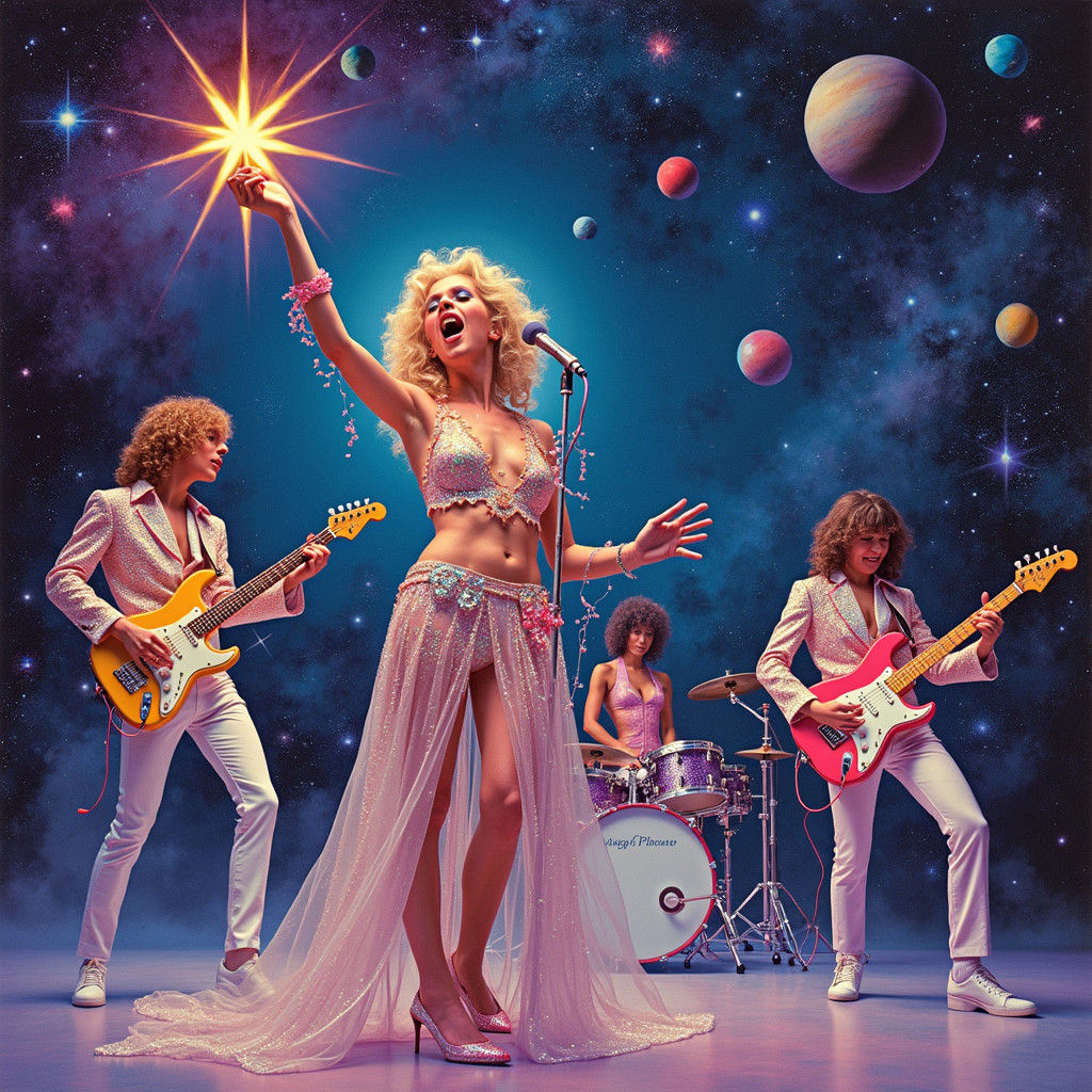 Glam Rock Band's Cosmic Performance