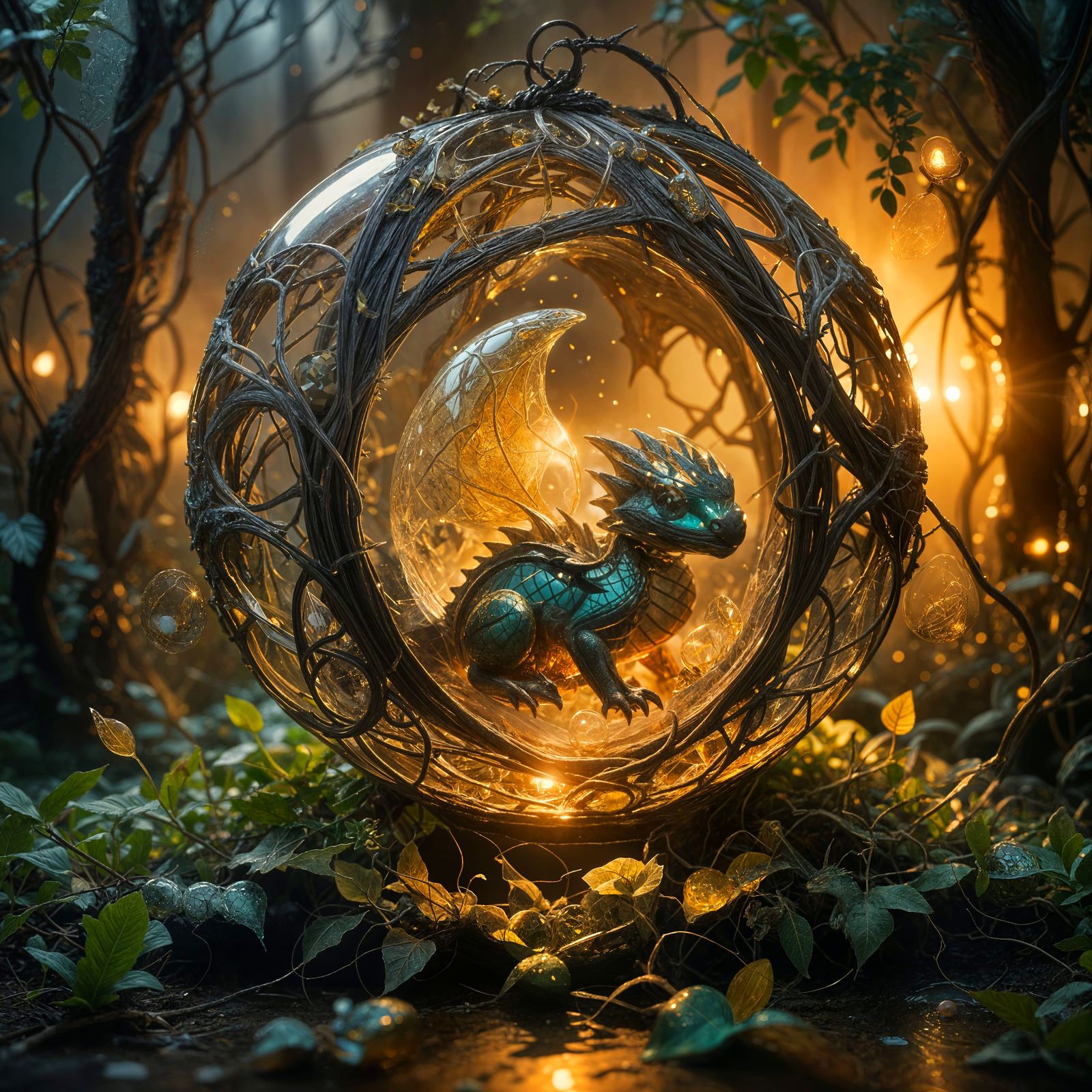 Baby Dragon in Crystal Egg: Cinematic Still