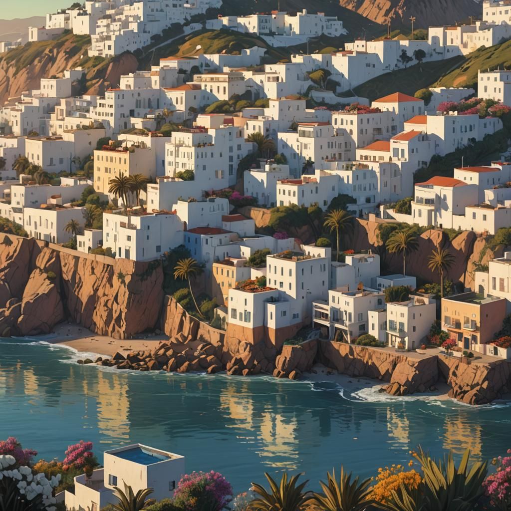 Tangier Coastal Cityscape in Fantasy Concept Art