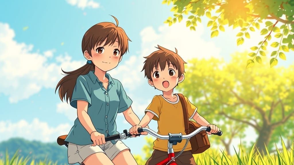 Charming Summer Scene in Vibrant Anime Style