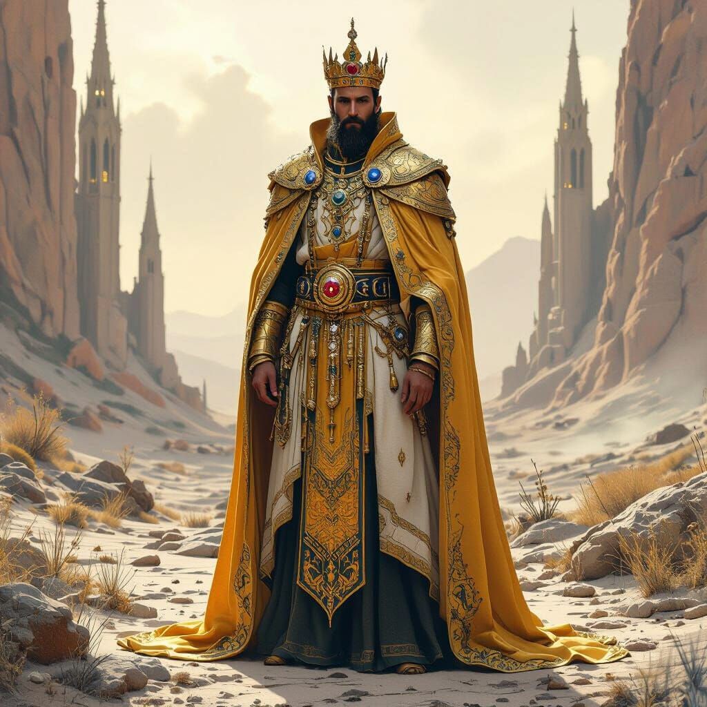 Melchizedek in Mystical Landscape with Golden Robes