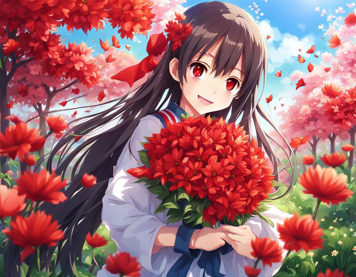 Anime Girl with Flowers: Manga Key Visual