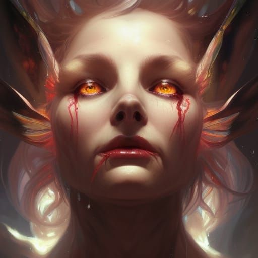 Demonic Fae Portrait in Hyperdetailed Digital Art