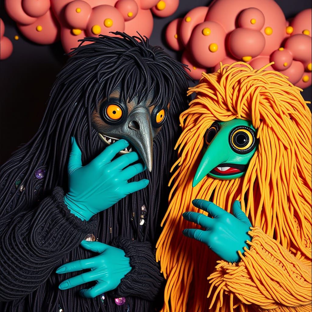 Grotesque Muppet Figure in a Muted Color Palette