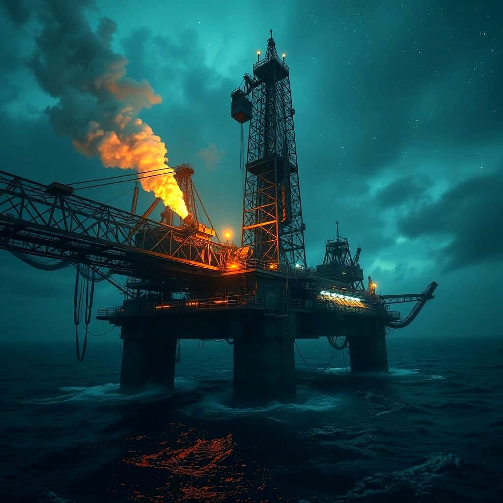 Epic Offshore Oil Rig Scene as a Digital Matte Painting