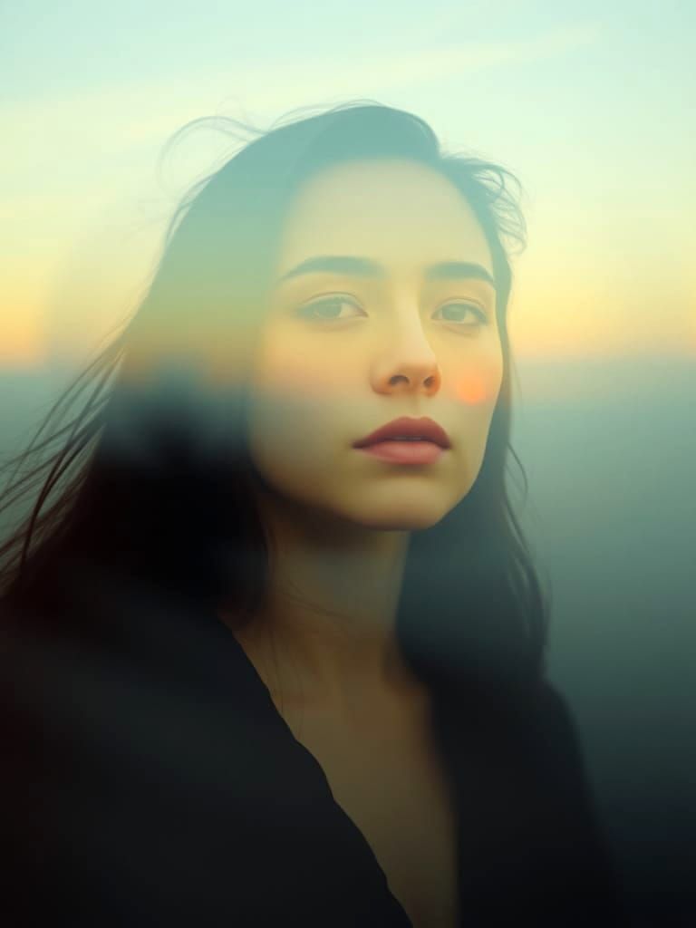 Persephone Double Exposure Portrait in Surreal Style