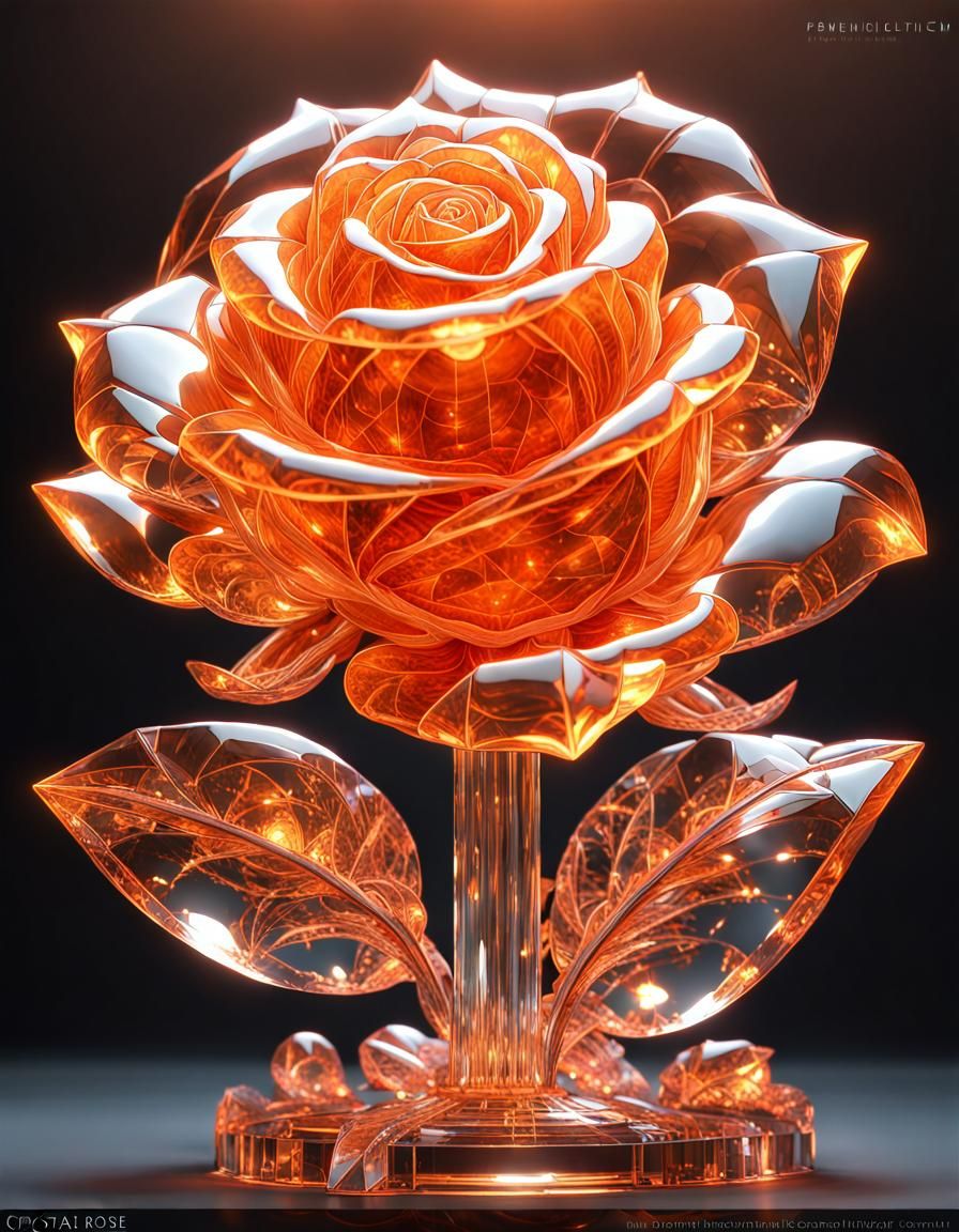 Giant Orange Crystal Rose Sci-Fi Concept Art