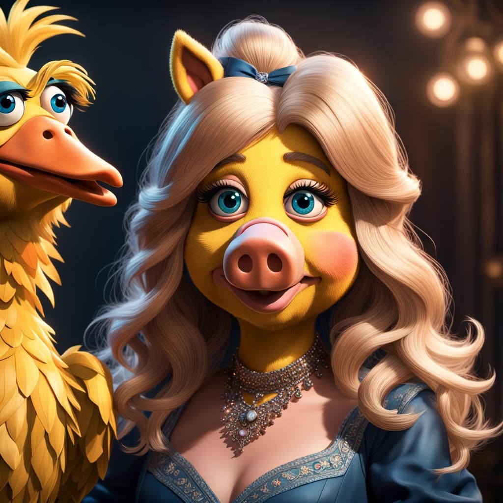Big Bird Miss Piggy Hybrid Portrait
