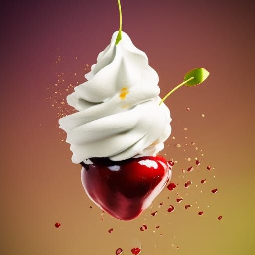 Hyperrealistic Sundae with Whipped Cream and Cherry