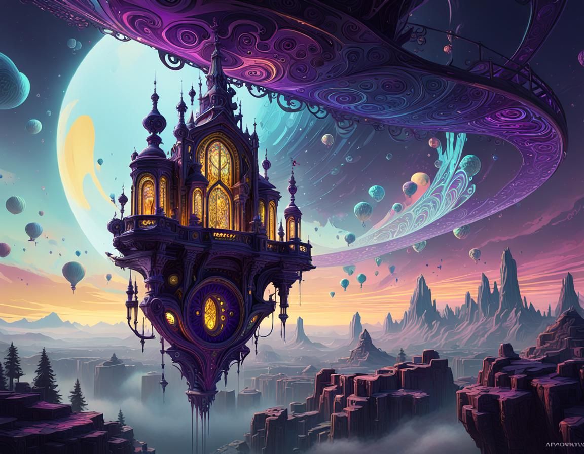 Psychedelic Music Instrument in Dark Fantasy Style