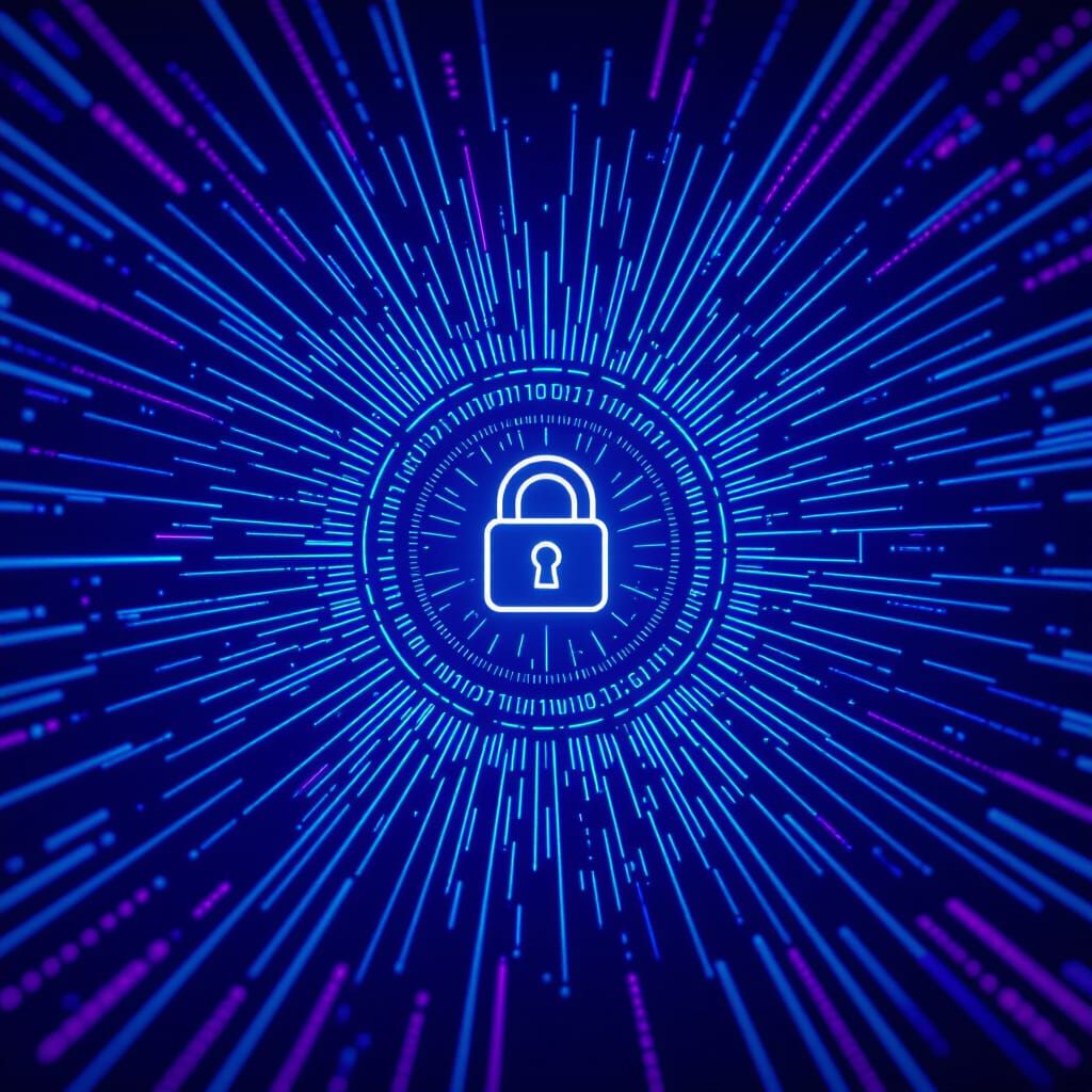 Futuristic Abstract Login Interface in Electric Blue and Pur...