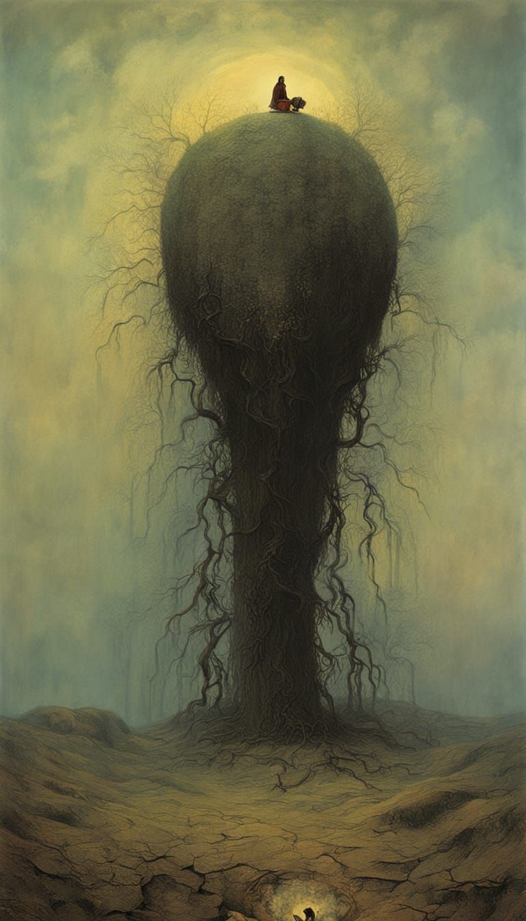 Grotesque Creature Emerges in Surreal Pastel Art