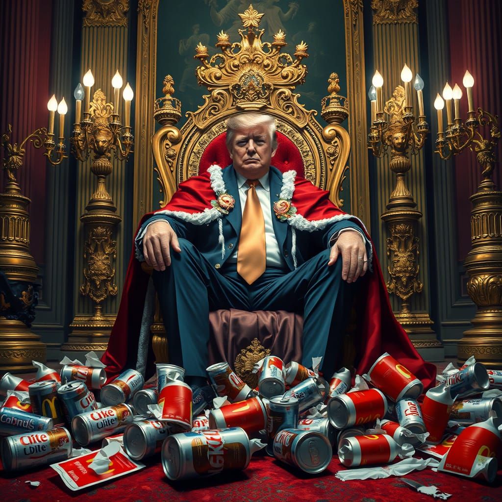 Satirical Portrait of a Corrupt King in a Baroque Palace