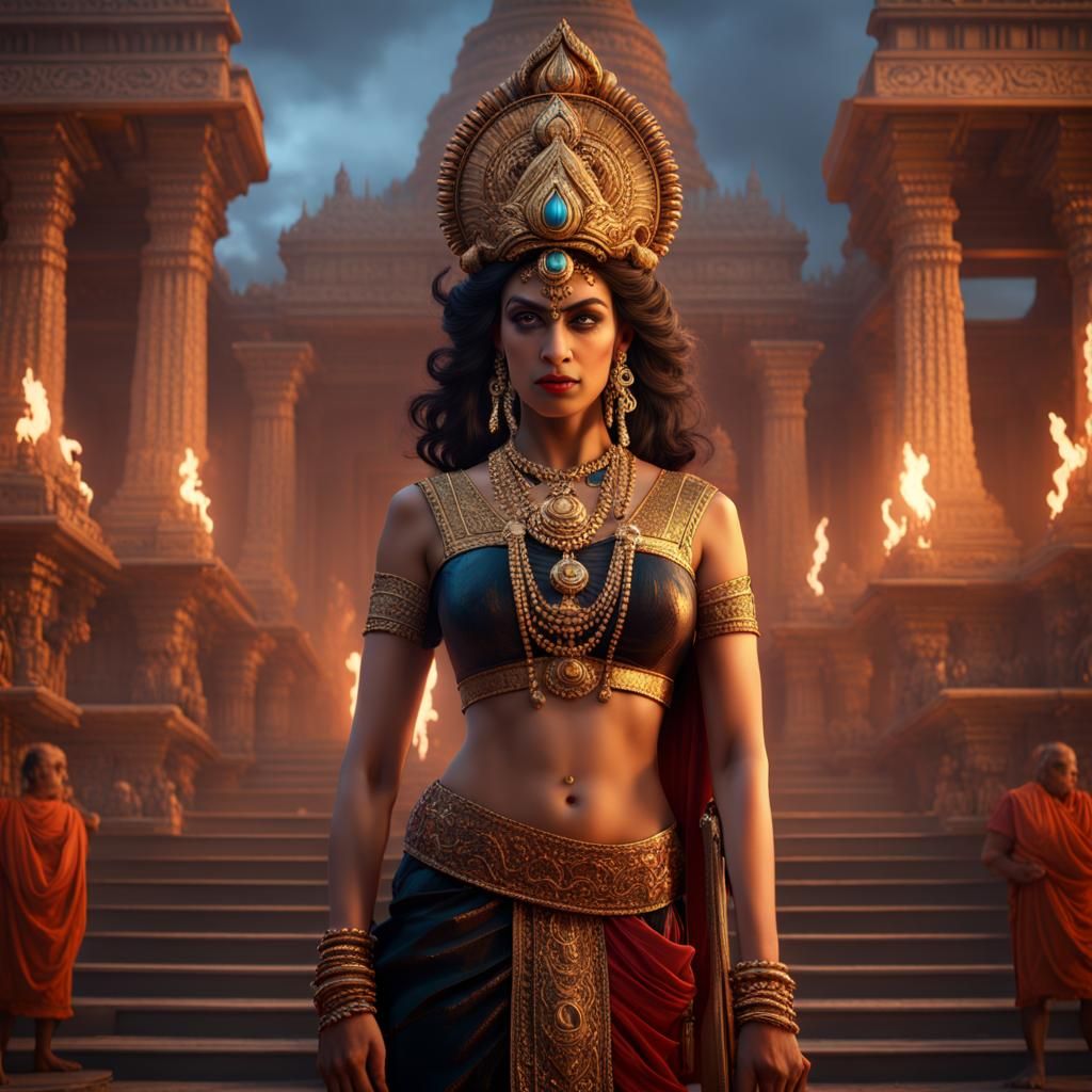 Hades in Indian Attire, Detailed Matte Painting