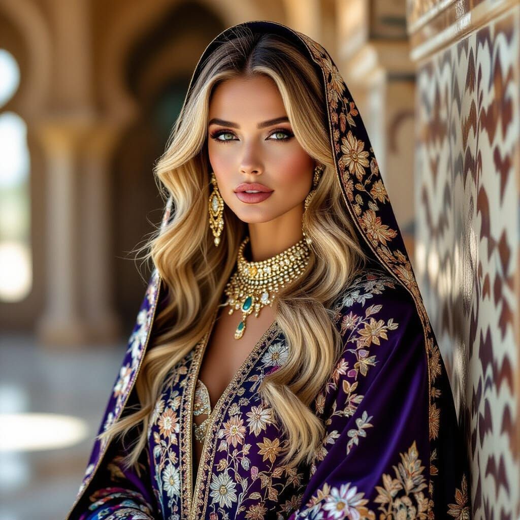 Regal Woman in Modern Abaya Fashion